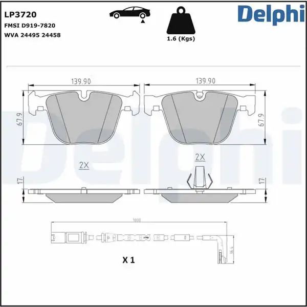 DELPHI LP3720 | Fren Balatası Arka Bmw X6 Series 10 2007 07 2014