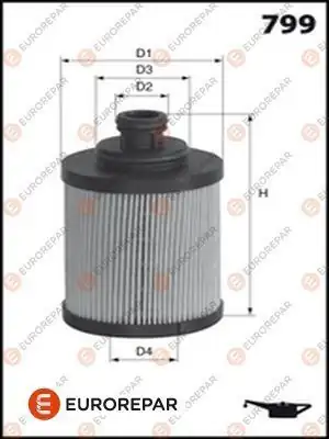 EUROREPAR 1609564380 | Erp Yağ Filtresi (101*72*18,36) Fiat Doblo 1.6D Multijet 08-Op Com 1.6 Cdt