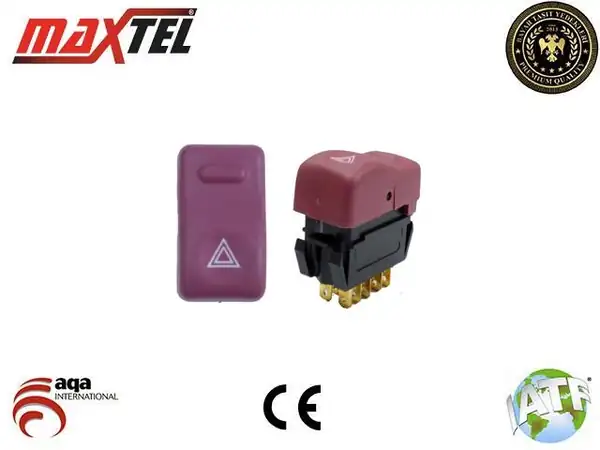 MAXTEL 162-04-001 | Dörtlü Flaşör Anahtarı 9 Fişli Renault Express
