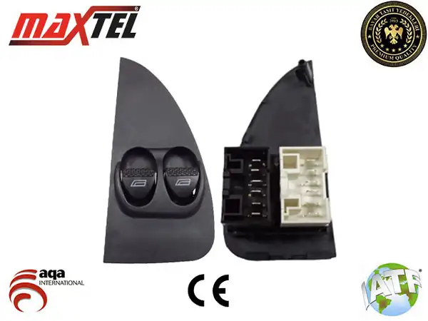MAXTEL 182-05-242 | Cam Kaldırma Anahtarı Sol 12 Fişli Çiftli Siyah Beyaz Kasali Fiat Palio 98 11 Strada 99