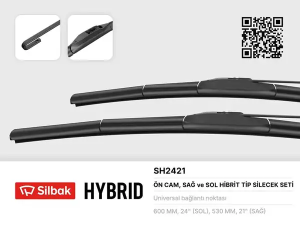 SİLBAK SH2421 | Ön Cam Silecek Süpürgesi Sol 600 mm Sağ 530 mm Hybrid Citroen C4