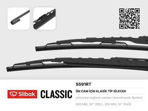 SİLBAK SS91RT | Silecek Süpürgesi 600 350mm Rüzgarlıklı Jazz