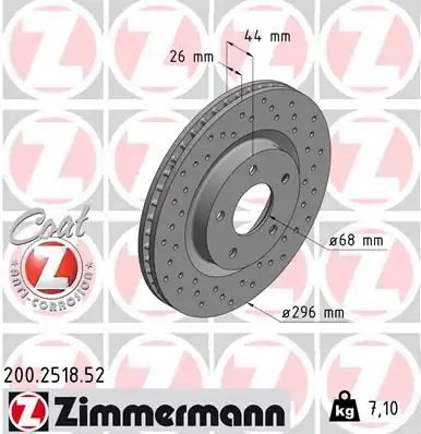 Zimmermann 200 2518 52 Nissan Qashqai 07 13 X Traıl 08 13 Juke 11 17 Ön Fren Diski 2 Adet