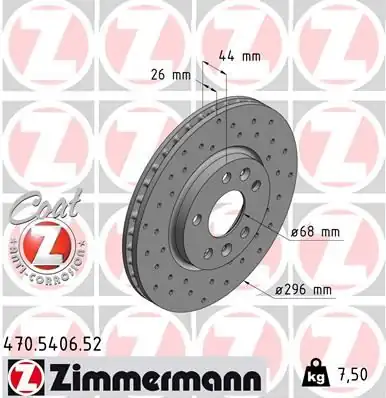 Zimmermann 470 5406 52 Nissan Qashqai III J12 21 Performans Delikli Ön Fren Disk Kaplamalı 2965 1 Adet