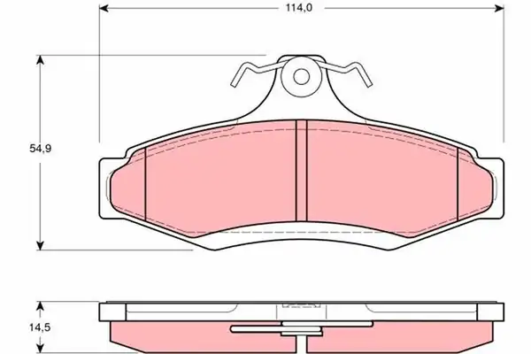 TRW GDB3172 | Fren Balatası Ön Arka 114 mm Daewoo Nubira Leganza 2 0 2 2 97