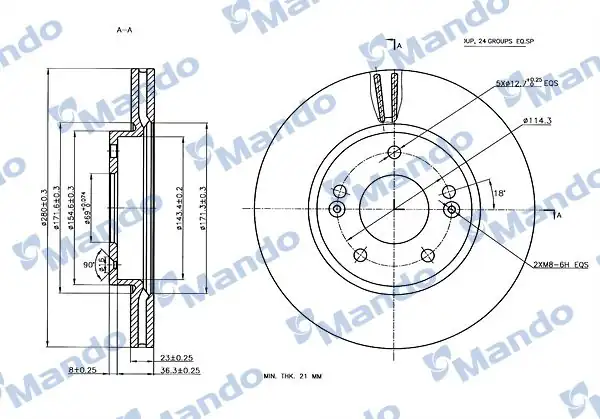 MANDO MBC030247 | Ön Fren Disk Aynası Hyundai İ30 2011 Kia Ceed 2015 2 Adet