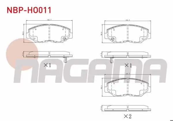 NAGAMA NBP-HO011 | Fren Balata Ön Ikazlı Tel Delikli Honda Civic X (Fc) 1.6İ 2016-/ Cr-V II 2.0İ 2002-2006