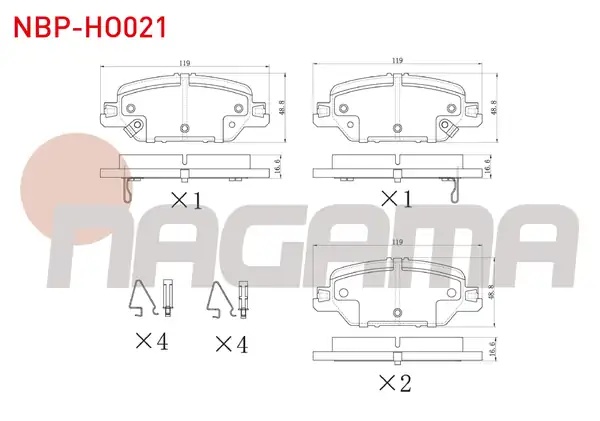 NAGAMA Nbp Ho021 Fren Balata Arka Ikazlı Honda Cr V V Rw_ Rt 1 5i V Tec 2016