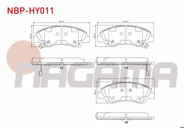 NAGAMA NBP-HY011 | Fren Balata Ön Ikazlı Hyundai i10 (Ia) 1.2 2013-/ Hyundai i10 (Ia) 1.0 2013 -