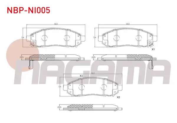 NAGAMA Nbp Ni005 Fren Balata Ön Ikazlı Tel Delikli Nissan Navara D40 2 5 dCi 4wd 2005 2015 Nissan Pathfinder R51 2 5 dCi 2005