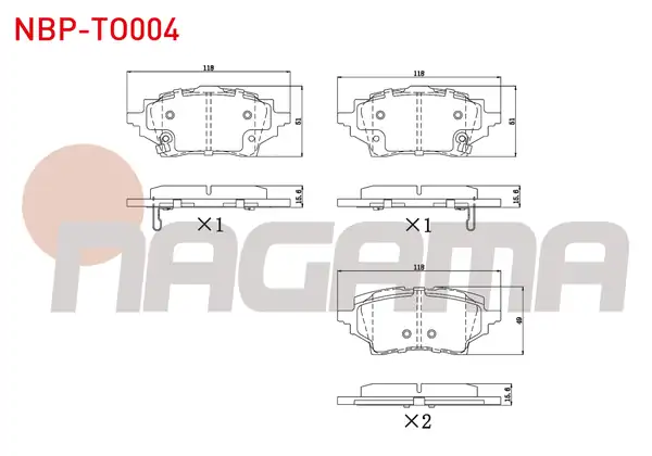NAGAMA Nbp To004 Fren Balata Ikazlı Arka Toyota Corolla _e21_ 1 8 Hybrid 2019 Corolla _e21_ 1 6 Vvt İ 2019