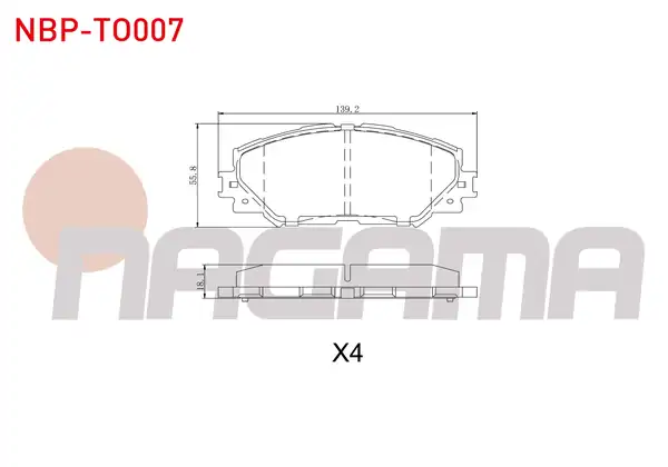 NAGAMA Nbp To007 Fren Balata Ön Toyota Corolla E15_ 1 6 Vvt İ 2007 2012 Auris Zre15 1 6 Vvt İ 2007 2012