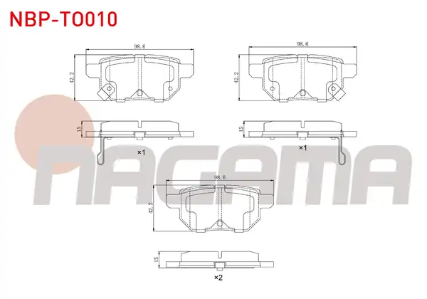 NAGAMA Nbp To010 Fren Balata Arka Toyota Corolla E15_ 1 6 Vvt İ 2007 2012 Auris Zre15 1 6 Vvt İ 2007 2012 Yaris P9 1 0 Vvt İ 2006 2010