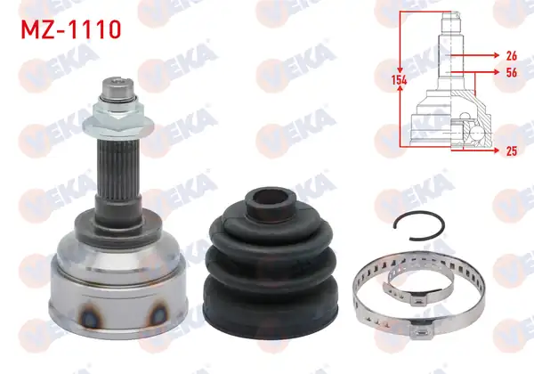Veka Mz 1110 Aks Kafası Sol Sağ Ön Dış Mazda 626 III Gd 2 0i 16v 26x25x56 Uzunluk 154mm 1987 1992