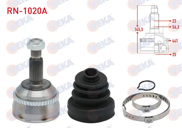 Veka RN 1020a Aks Kafası Sol Sağ Ön Dış Renault Laguna İ B56 556 1 8i ABS li 44 Dış 23x25x56 3 Uzunluk 145 5 mm 1993 2001
