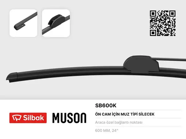 SİLBAK SB600K | Silecek Süpürgesi 600mm Muz Tipi Daf Cf65 75 85 F65 75 85 Man F2000 Mercedenz Benz