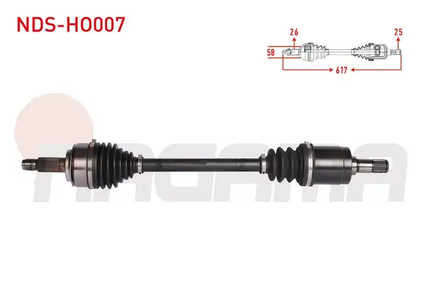 NAGAMA Nds Ho007 Komple Aks Sol Ön Uzunluk 617mm Honda Civic Ix 1 6i 5 A T 1 8 5 A T 2012 2016