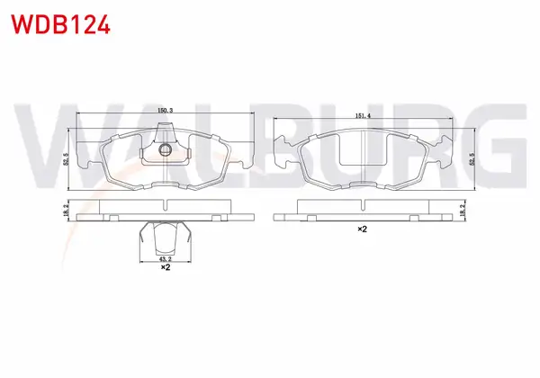 WALBURG WDB124 | Fren Balata Ön Fiat Doblo 119 223 1 9 JTD 17 80mm 2001 2010