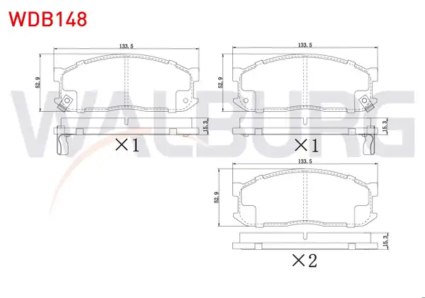 WALBURG WDB148 | Fren Balata Ön Ikazlı Kia Besta 2.2 D 1993-2003 / Mazda E 2200 (Sr2) 2.2 D 1984-2004