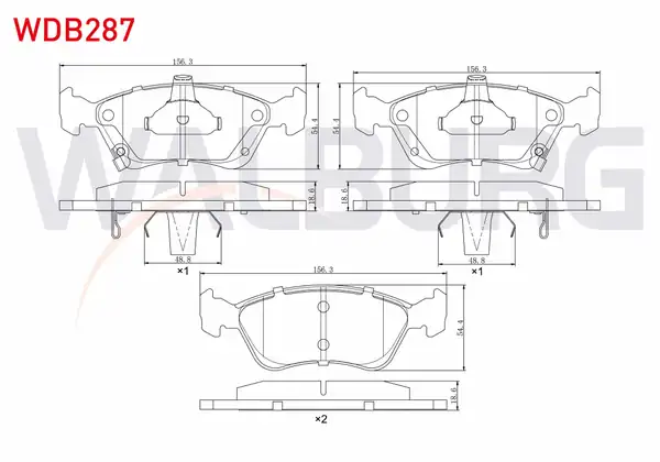 WALBURG WDB287 | Fren Balata Ön Ikazlı Toyota Avensis T22 1 6i 1997 2003 Avensis T22 2 0i 1997 2003 Avensis T22 2 0 D 4d 1997 2003