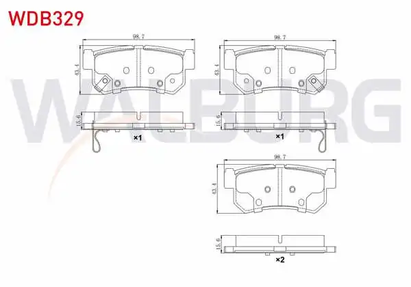 WALBURG WDB329 | Fren Balata Arka Ssangyong Musso (Fj) 2.2 TD 15.60mm 1993-2004