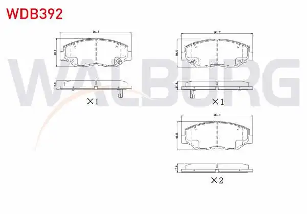 WALBURG WDB392 | Fren Balata Ön Ikazlı Tel Delikli Honda Civic X (Fc) 1.6İ 2016-/ Cr-V II 2.0İ 2002-2006