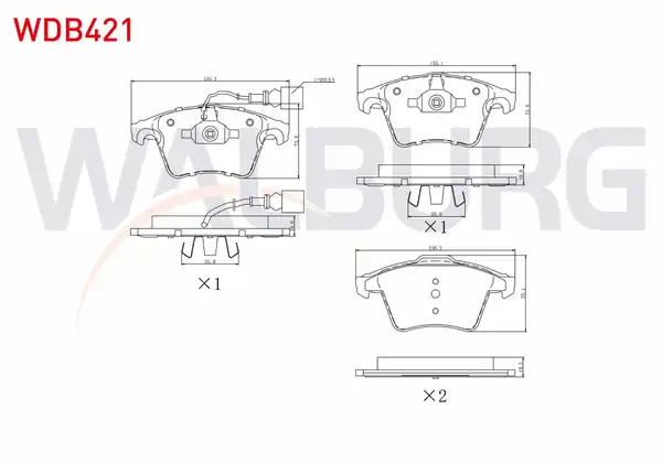 WALBURG WDB421 | Fren Balata Ön Fişli Volkswagen Transporter V