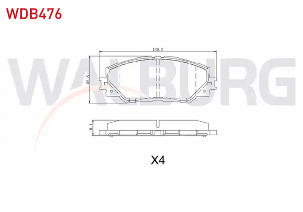 WALBURG WDB476 | Fren Balata Ön Toyota Corolla E15_ 1 6 Vvt İ 2007 2012 Auris Zre15 1 6 Vvt İ 2007 2012