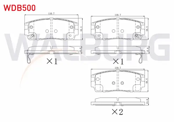 WALBURG WDB500 | Fren Balata Arka Ikazlı Chevrolet Captiva C100 2 0 D 2006 2012 Captiva C140 2 0 D 2012 2014 Opel Antara 2 0 CDTI A T 2007
