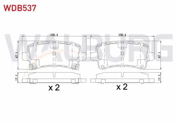 WALBURG WDB537 | Fren Balata Arka Ikazlı Opel Insignia 1.6 16-17-18 Jant 2008-/ 1.6 T 2008-/ 2.0 CDTI 130 Hp 2008-/ 2.0 T 2008-/ 2.8 V6 2008 -