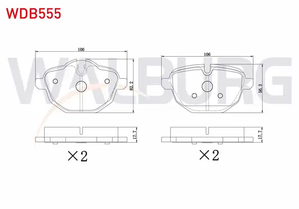 WALBURG WDB555 | Fren Balata Arka 5 Serisi F10 525 D 520 İ 520 D 2010 5 Serisi E60