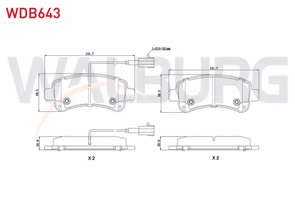 WALBURG WDB643 | Fren Balata Arka Çift Fişli Fiat Ducato 2 0 Mjt 2014 Fiat Ducato 2 3 Mjt 2014