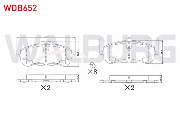 WALBURG WDB652 | Fren Balata Ön Peugeot 308 II 1 6 Hdi 2014 308 II 1 2 Thp 2014 308 II 1 6 2014