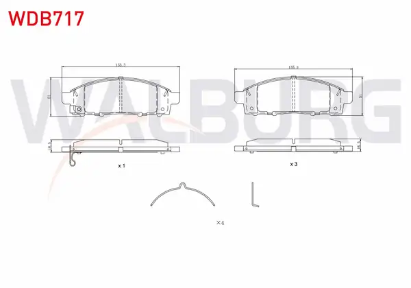 WALBURG WDB717 | Fren Balata Ön Ikazlı Tel Delikli Mitsubishi L 200 2 4 Dı D 2015 Fiat Fullback Pick Up 2 4 D 2016