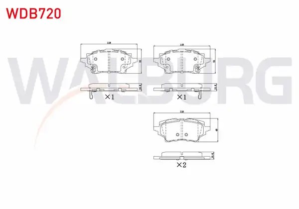 WALBURG WDB720 | Fren Balata Ikazlı Arka Toyota Corolla _e21_ 1 8 Hybrid 2019 Corolla _e21_ 1 6 Vvt İ 2019