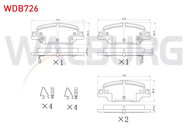 WALBURG WDB726 | Fren Balata Ikazlı Arka Honda Cr V V Rw_ Rt 1 5i V Tec 2016