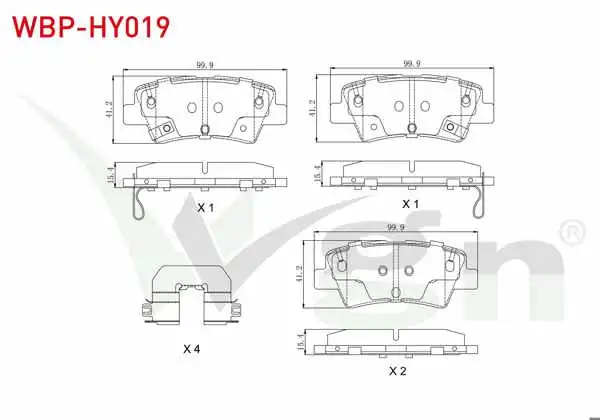 WGN WBP-HY019 | Fren Balata Arka Tel Delikli Hyundai Accent