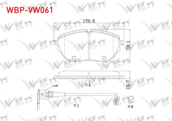 WGN Wbp Vw061 Fren Balata Ön Fişli Volkswagen Transporter VII 2019