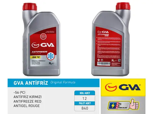GVA 9930131 | Antifriz 1 LT 56 C Kırmızı Long Life Koli 12 Ad Organik 12 Adet