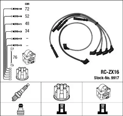 NGK 9917 | Buji Koblo Seti Rc Zx16 Mazda 626 III 1 8 2 0 87 97 F8 Fe 1 Adet