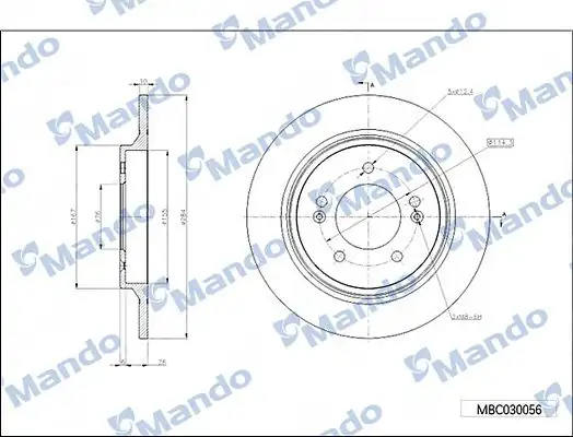 MANDO MBC030056 | Fren Diski İ 30 17 Nıro 18 19 Ioniq 18 19 Kona 19 Ceed 19 Xceed1 6 GDI Hybrid Arka 284 5 2 Adet