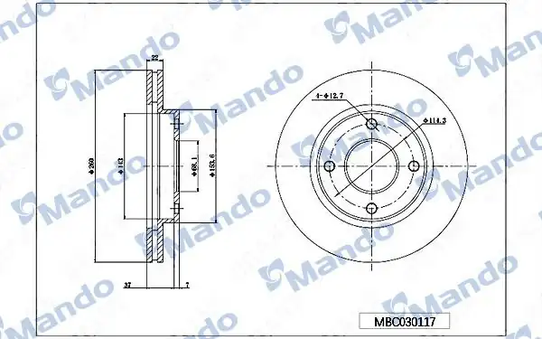 MANDO MBC030117 | Fren Diski Clio III 05 12 Logan İ 04 Megane II 03 08 Micra III 03 10 Ön Havalı 260 4 2 Adet