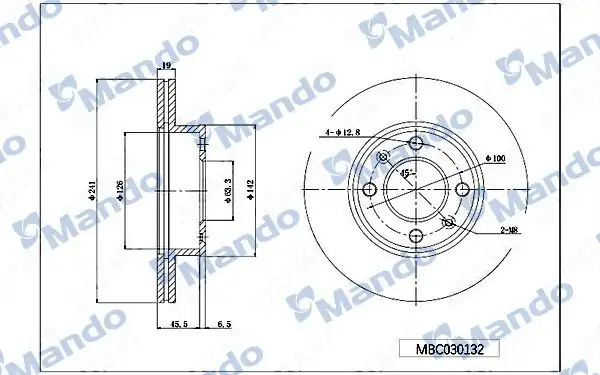 MANDO MBC030132 | Fren Diski Hyundai Accent Admıre Ön Havalı 241 4 Bijon 00 06