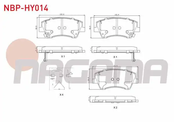 NAGAMA NBP-HY014 | Fren Balata Ön Ikazlı Tel Delikli Hyundai i30 (Pde, Pd) 1.6 CRDI 2016-/ i30 (Pde, Pd) 1.4 Mpı 2016-/ Kia Ceed 1.6 CRDI 2006-2012