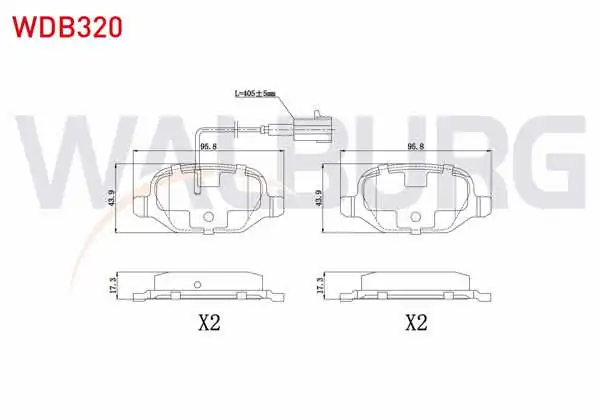 WALBURG WDB320 | Fren Balata Arka Çift Fişli Fiat Linea (323) 1.6 Mjt 2010-/ Linea (323) 1.4 2010 -