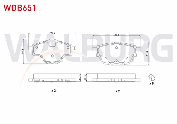 WALBURG WDB651 | Fren Balata Arka Citroen C4 Picasso