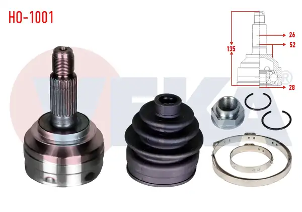 Veka Ho 1001 Aks Kafası Sol Sağ Ön Dış Honda Jazz II Gd 1 2 26x28x52 Uzunluk 135mm 2002 2008
