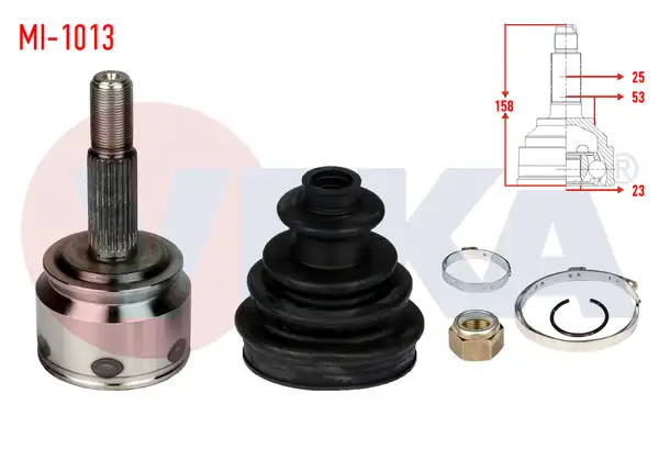 Veka Mı 1013 Aks Kafası Sol Sağ Ön Dış Mitsubishi Colt VI Z3_a Z2_a 1 5 Dı-D 25x23x53 Uzunluk 158mm 2002 2012