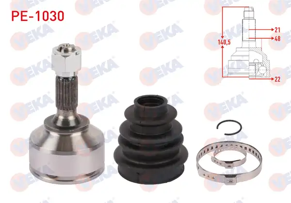 Veka Pe 1030 Aks Kafası Sağ Ön Dış Uzunluk 140 5mm Peugeot 208 1 2 2012