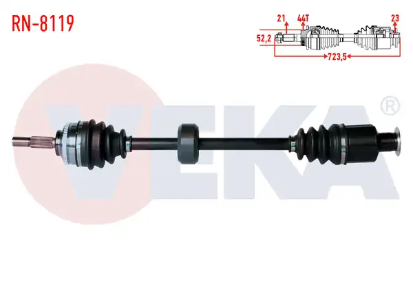Veka RN 8119 Komple Aks Sağ Ön Renault Clio II Bb0 1 2 Cb0 1 2 1 5 dCi ABS li 44 Dış Yaylı Tip Uzunluk 723 5mm 1998 2005